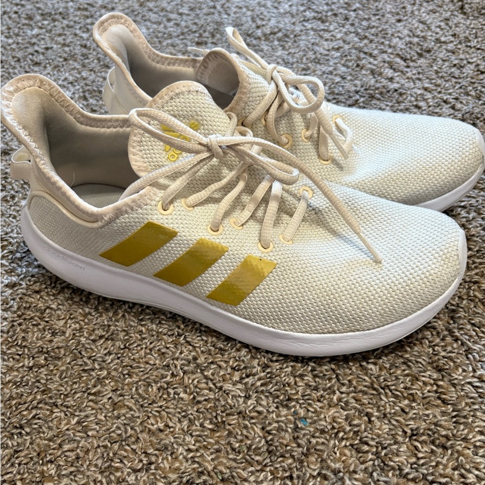 adidas White and Gold Athletic Shoes